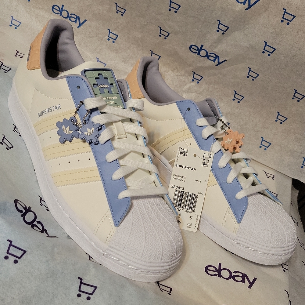 Adidas Originals Superstar Jigsaw Puzzle Pastel GZ3413 Men's Size 8.5 New